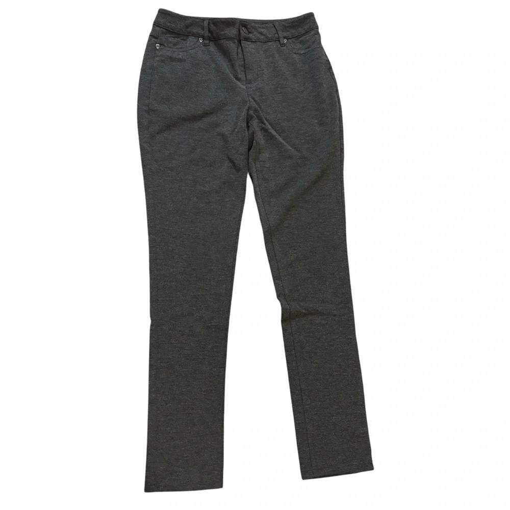 Cato Pants Size 2 Charcoal Grey Knit Straight Leg Rayon Nylon Spandex Versatile